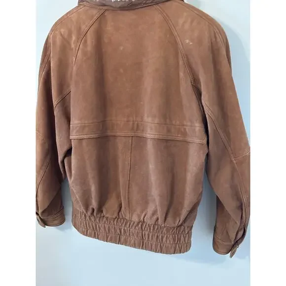VTGWilson's Adventure Bound sueded leather brown bomber jacket w/thinsulateSMALL - Picture 3 of 13